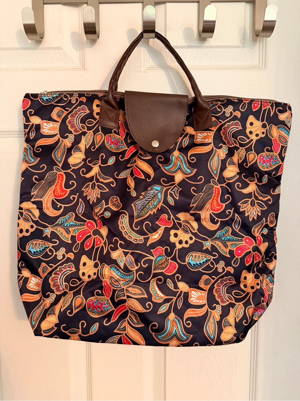 Source Unknown Brown Floral Paisley Tote with Multicolor Accents